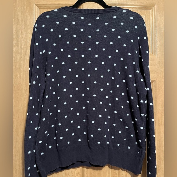 Liz Claiborne Navy and White Polka Dot Classic Sweater - Picture 8 of 8